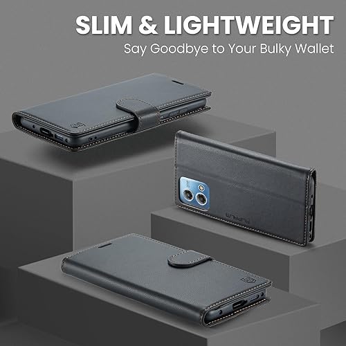 Miniatura 6 de Funda tipo cartera para Moto G Stylus 5G 2023 con bloqueo RFID, tarjetero de piel sintética con función atril y función atril a prueba de golpes,