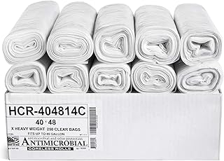 Aluf Plastics HCR-404814C High Density Star Sealed Coreless Roll Bags, 45 gal, Polyethylene, 40" x 48", Clear (Pack of 250)