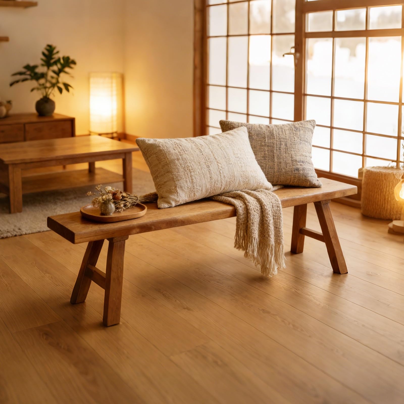 Panca in legno per esterni, colore nero, tavolo da cucina per interni, panche per ingresso, design sottile per sala da pranzo, soggiorno, camera da letto, ingressi nel fango