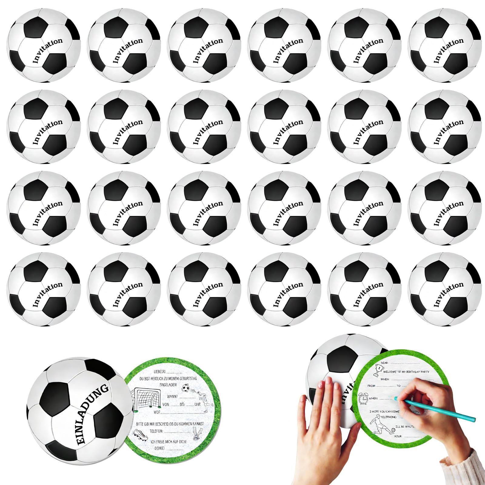 Inviti Compleanno Bambino Calcio 25 Pezzi Biglietti Invito Festa Tema Sport 15 cm