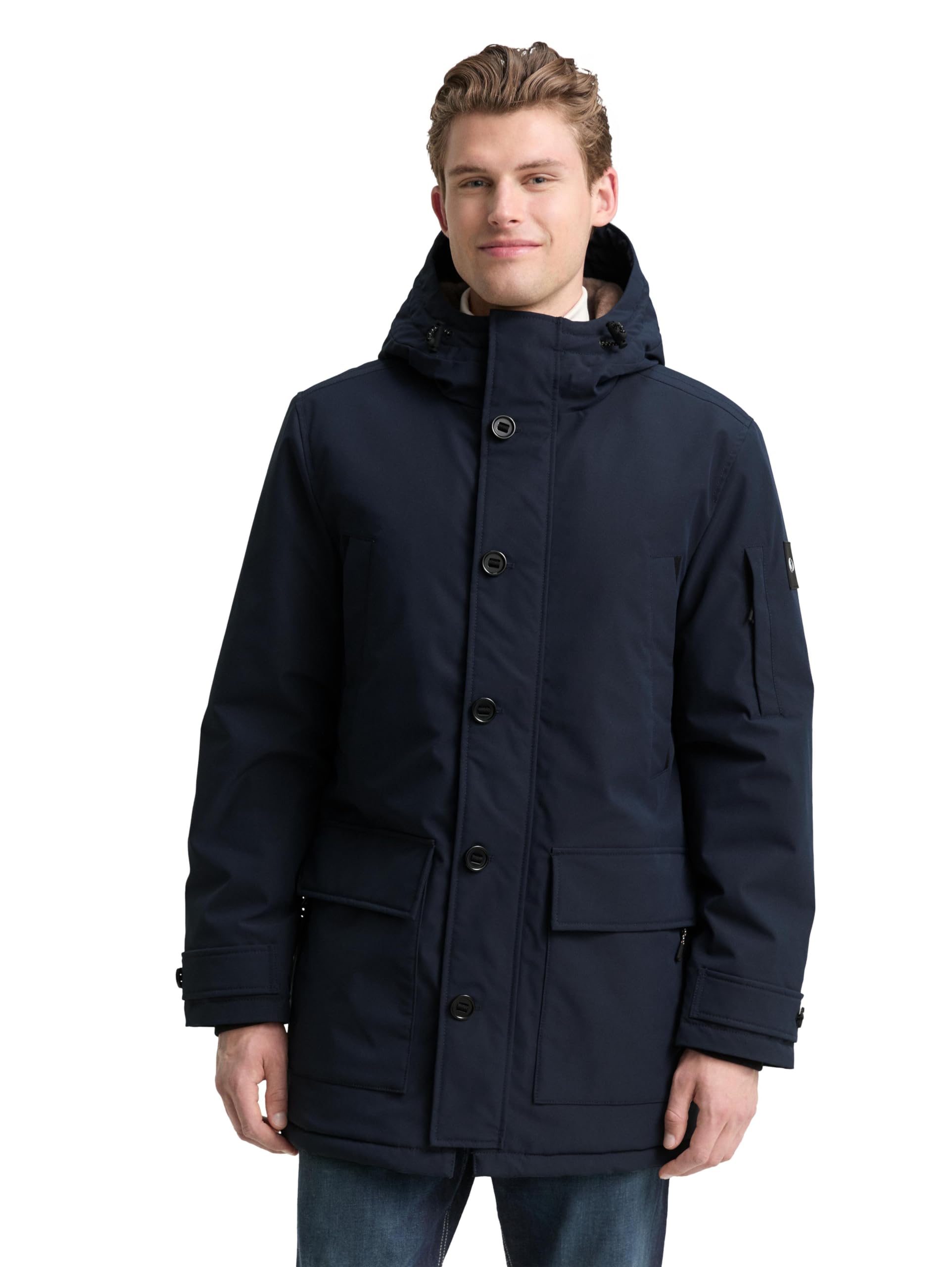 TOM TAILOR Herren 1046973 Parka aus wasserabweisendem Material