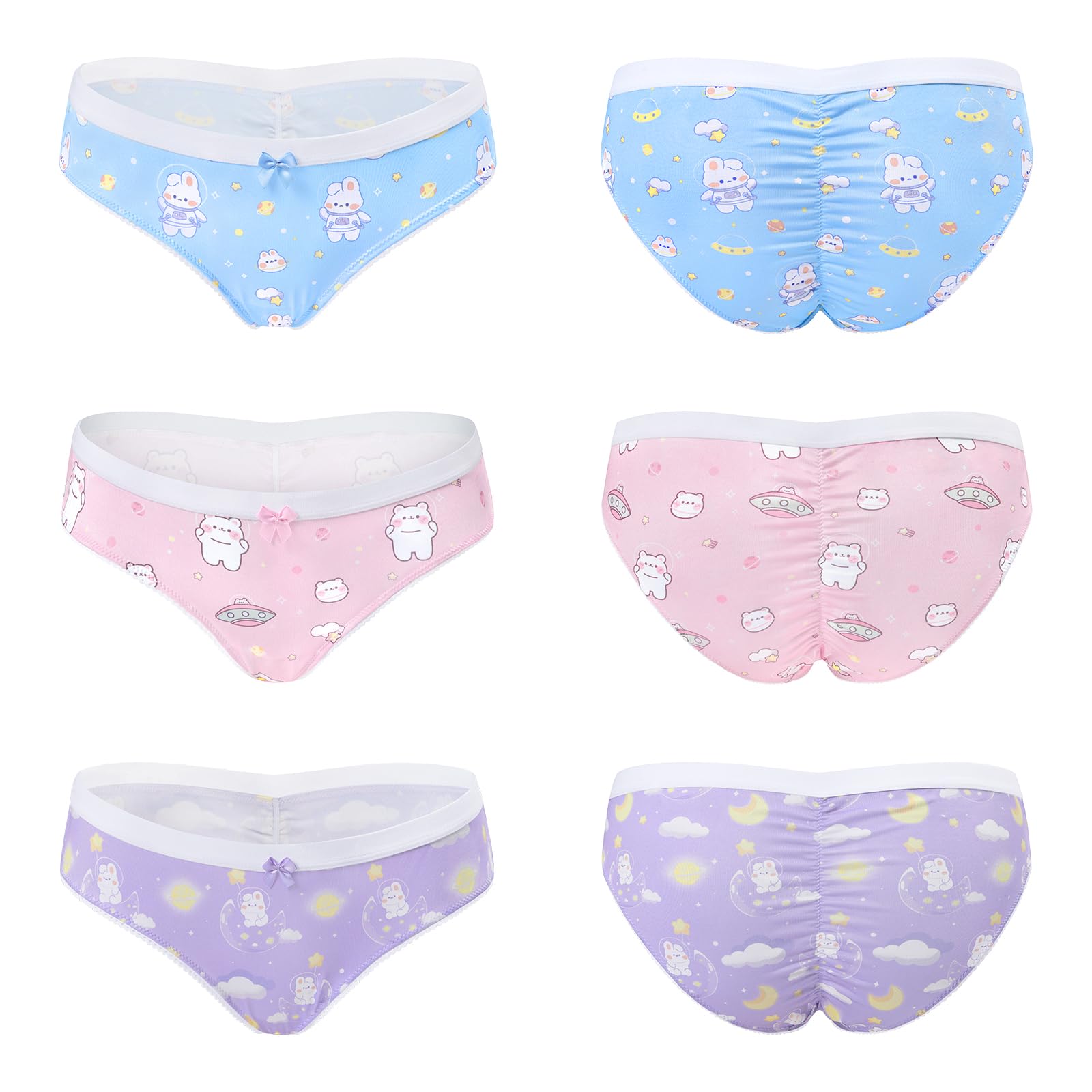 LittleForBigWomen's Ladies Soft Smooth Silky Underwear Comfortable Hipster Briefs Babydoll Dreamy Galaxy 4 Pack Panties Set