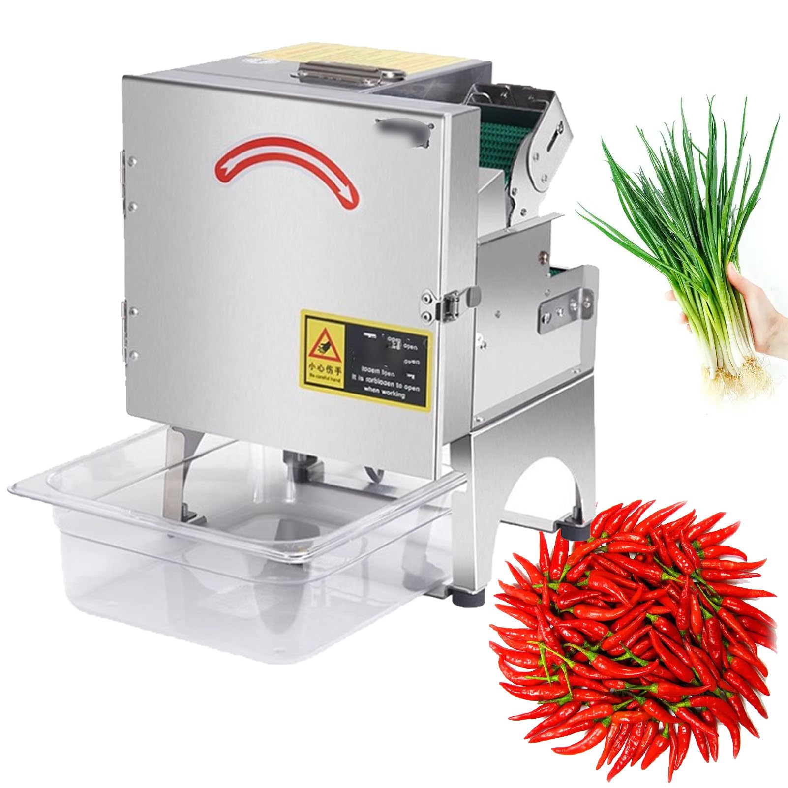 Ofyphth Electric Vegetable Cutter, Commercial Spring Onion Chopper, Food Processor & Chopper Machine, 1-35mm Thickness Adjustable, for Cucumber Scallion Green Bean Banana. A