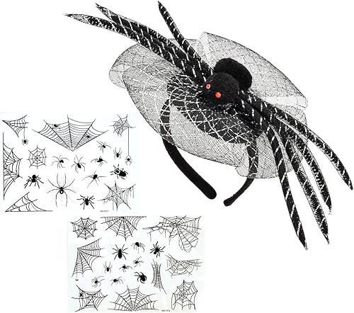 DDazzling Tocado de telaraña de Halloween, tocado de viuda negra, tocado para festival, cosplay