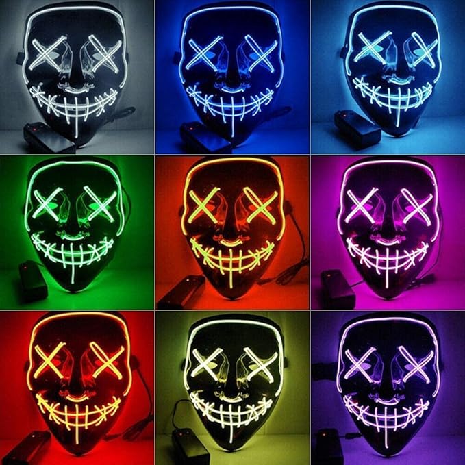 Kayan Halloween Mask, LED Purge Mask, LED Light up Mask, Scary mask, for Festival Cosplay Halloween Costume Masquerade, Parties, Carnival, Gift