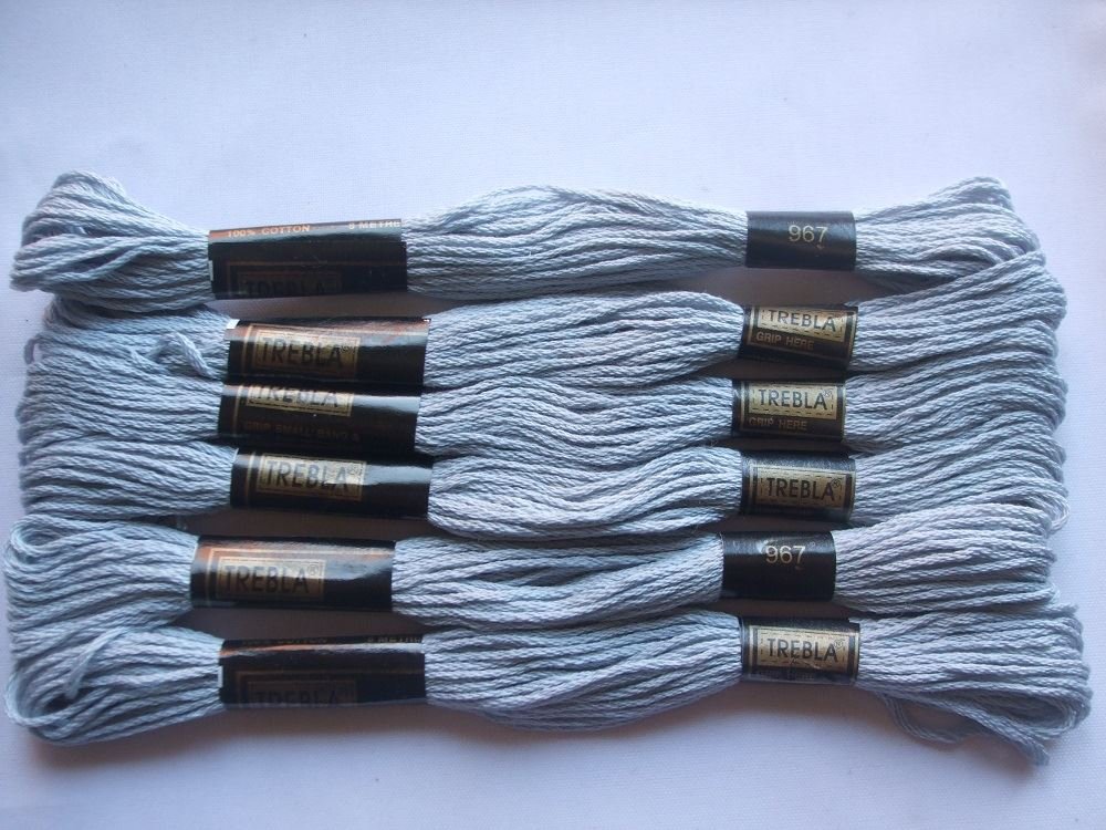 TreblaPack of 6 Embroidery Thread/Skeins - 8m - Aluminium - Col. 967