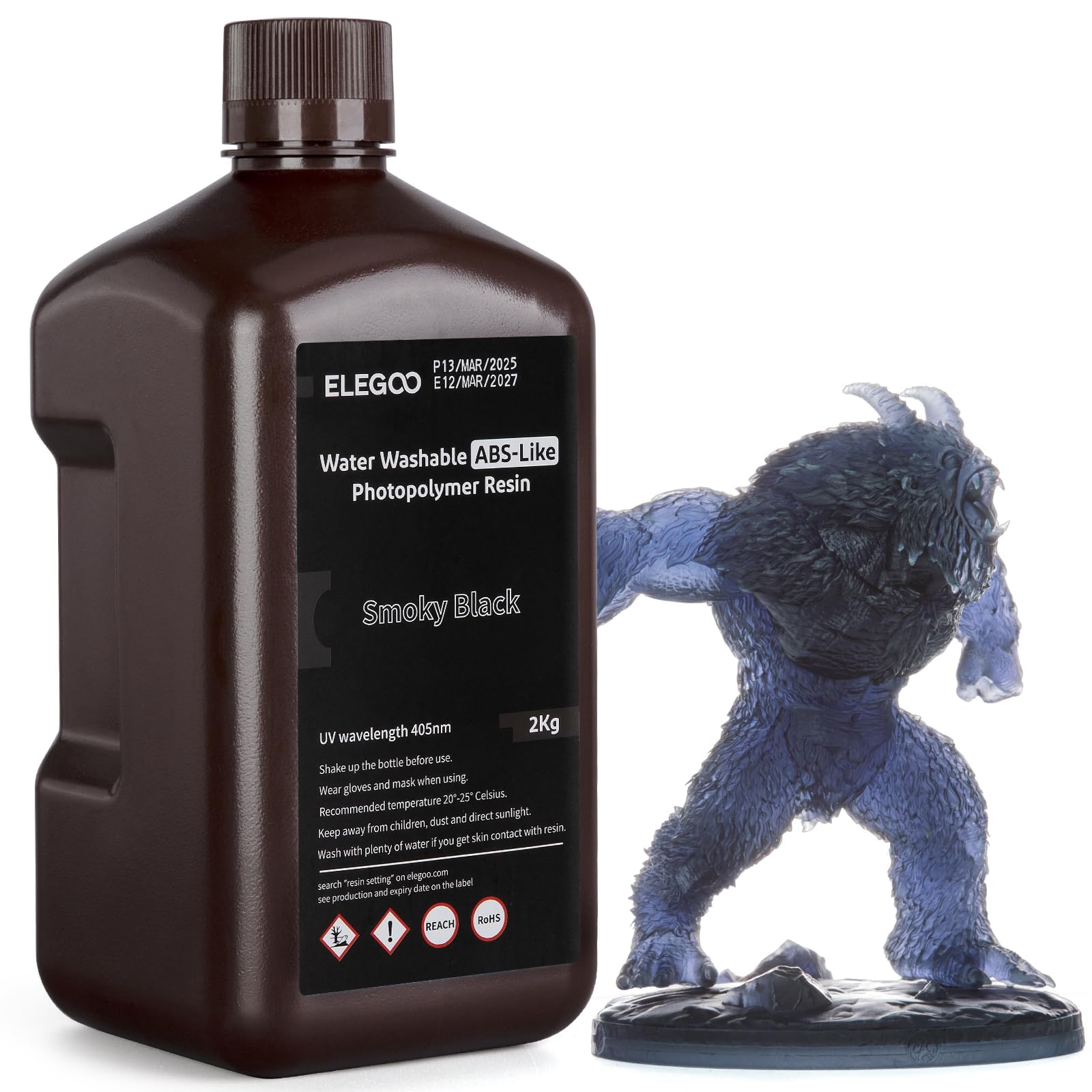 ELEGOO Water Washable ABS-Like 3D Printer Resin, High Durability and Toughness, Low Odor, Wide Compatibility for Mars Saturn Jupiter MSLA DLP LCD