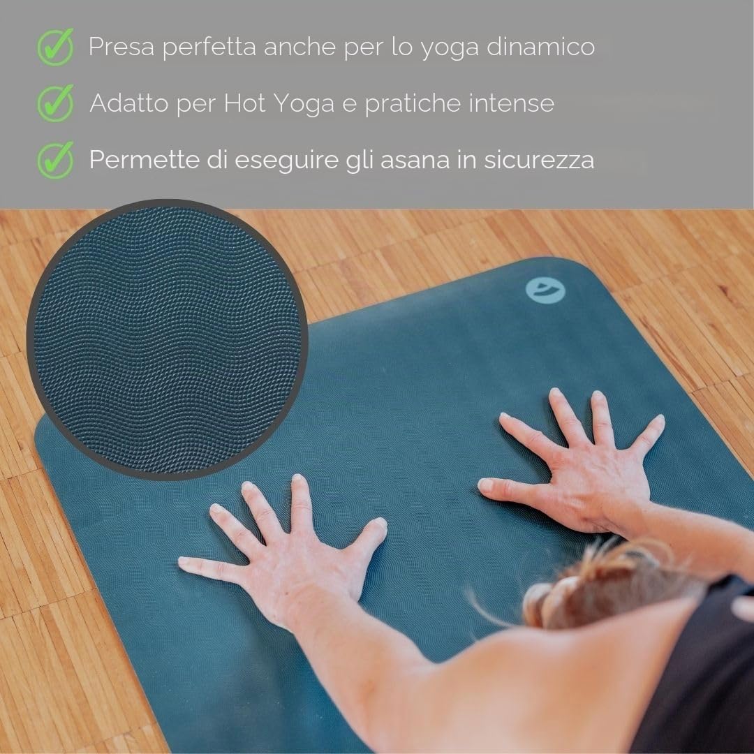 Bodhi Tappetino da yoga ECO PRO XL | 100% gomma naturale | extra lungo | estremamente antiscivolo | ecologico | tappetino professionale per yoga e pilates | ideale per yoga dinamico | 200 x 60 x 0,4