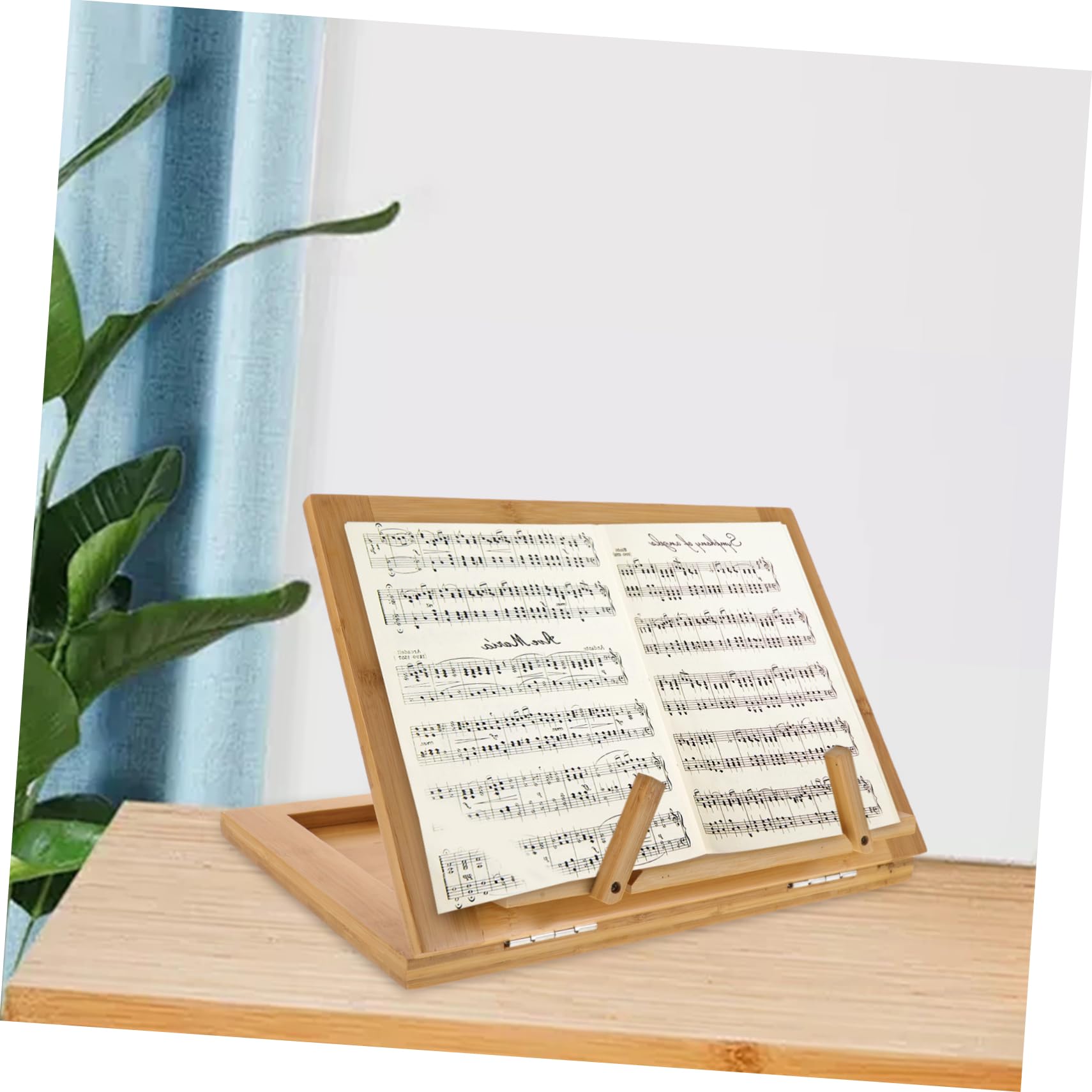 VICASKY Musikständer Stabil und Platzsparend aus Bambus Tragbarer Tisch Vielseitiger Notenständer und Buchhalter für Musik Kochbücher und Leseszenen