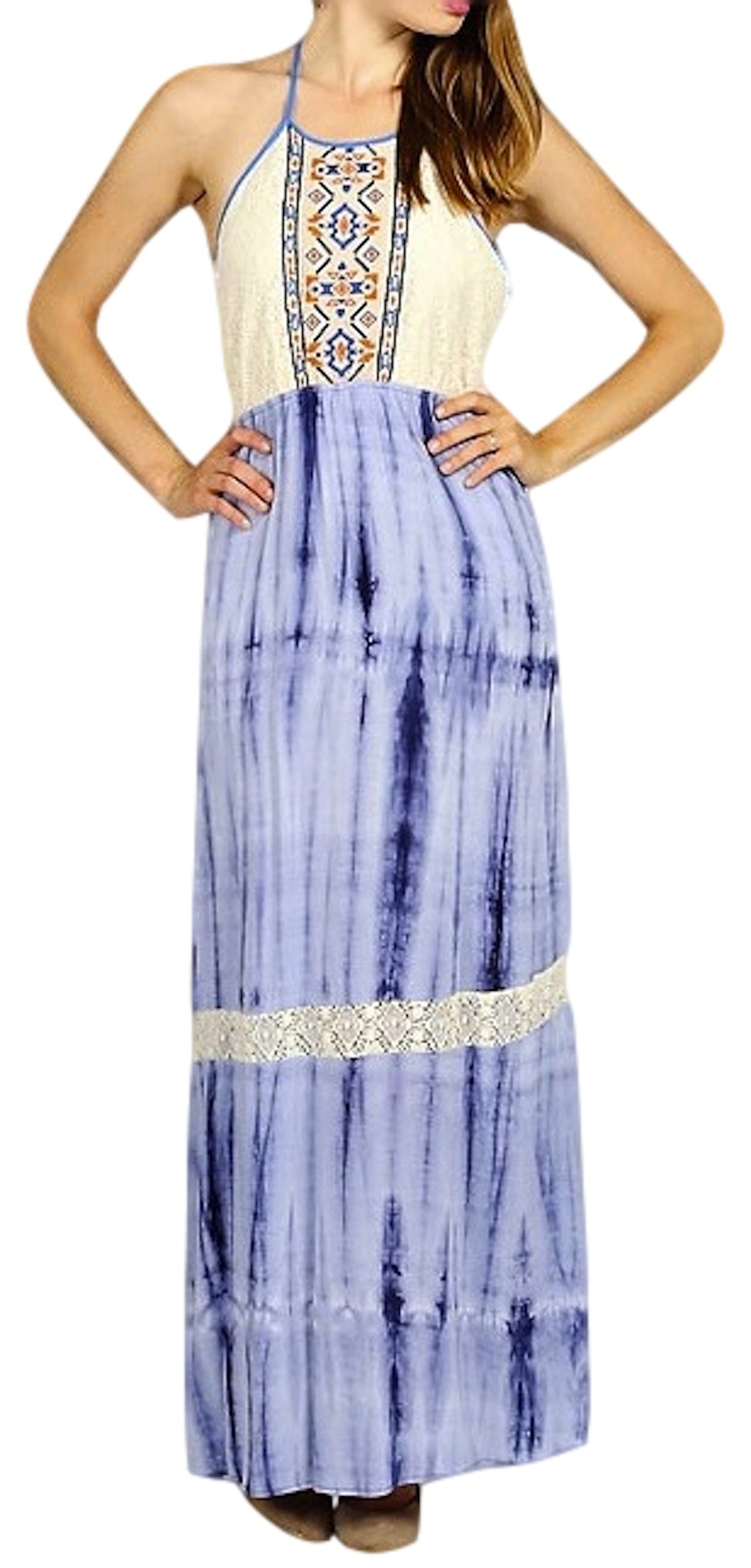 Flying Tomato Blue White Tie Dye Halter Maxi Dress Lace | Desertcart Gibraltar Flying Tomato Blue White Tie Dye Halter Maxi Dress Lace | Desertcart Gibraltar