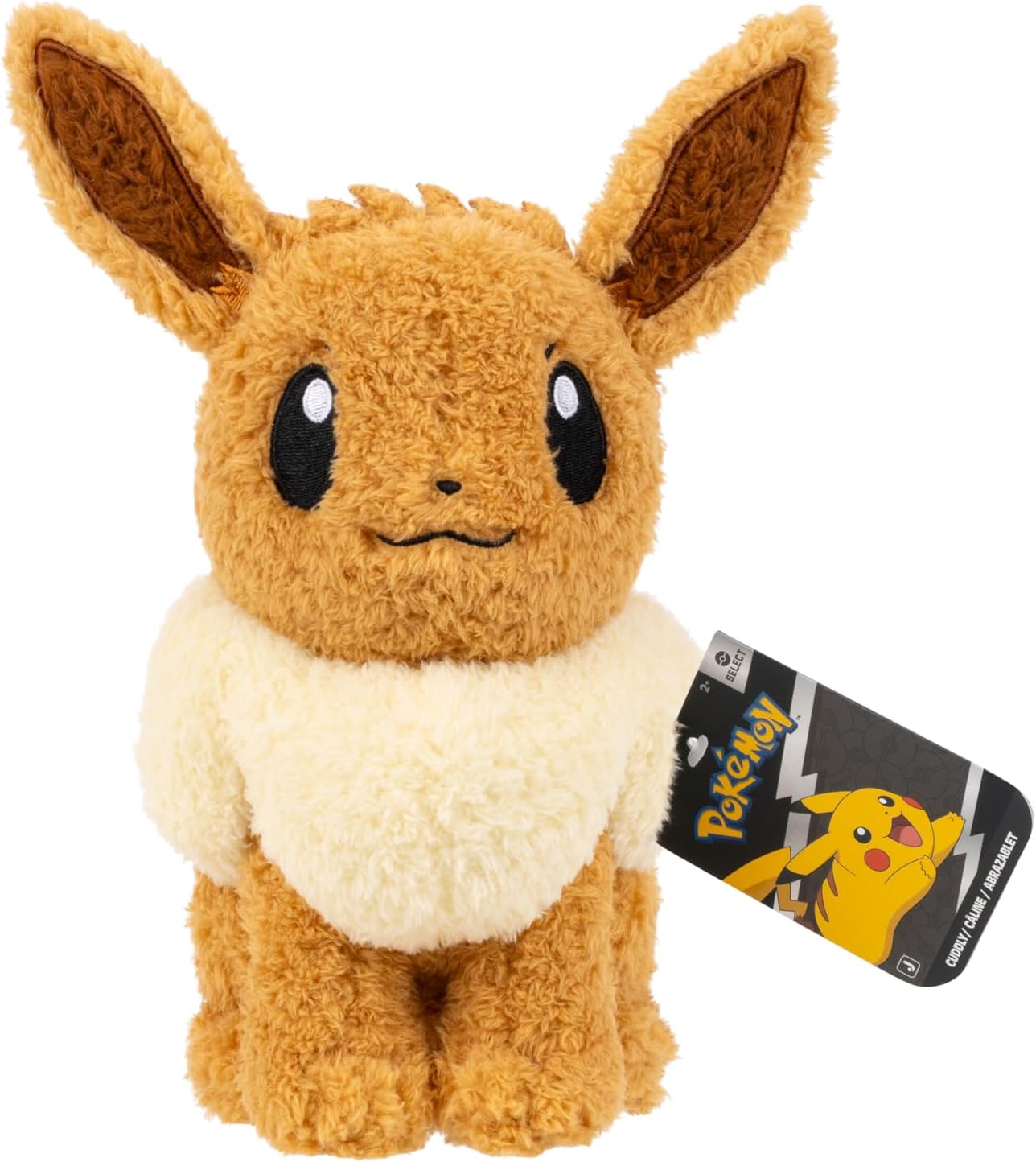 Pokemon Cuddly Eevee Plush - 8-Inch Soft Shaggy Plush with Authentic Details