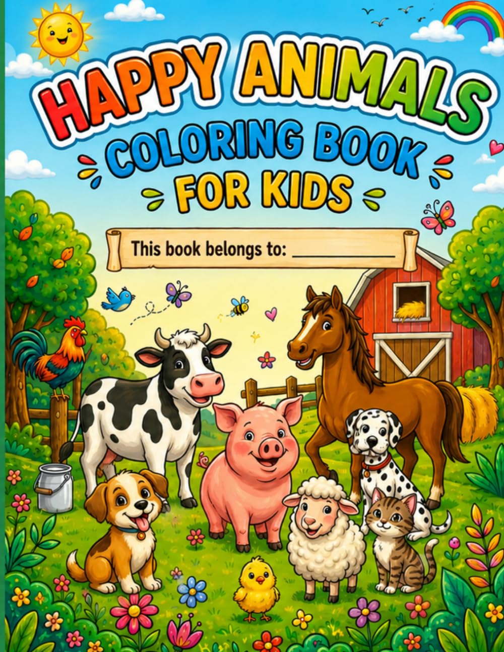 Happy Animals Coloring Book for Kids: A Fun and Adorable Farm Animal Coloring Adventure!