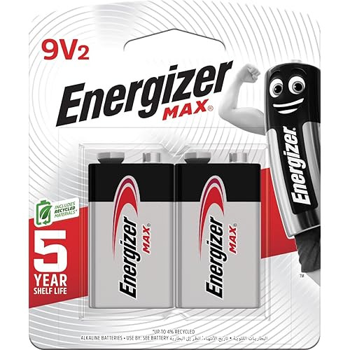 Energizer MAX 9V Batteries (2 Pack), 9 Volt Alkaline Batteries