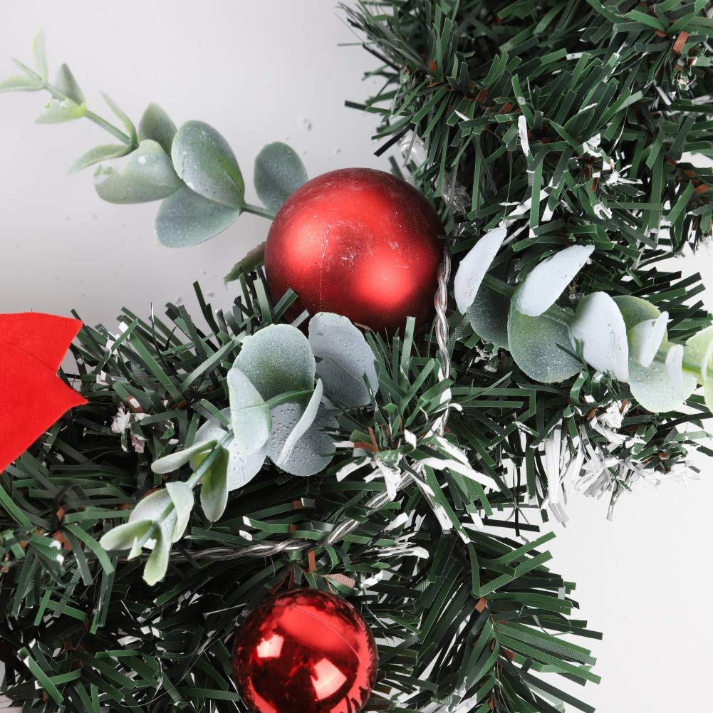 Guirnaldas navideñas con luces, Guirnaldas navideñas para puerta de entrada con Guirnalda navideña alimentada por batería Guirnalda colgante para puerta Decoraciones para el hogar de vacaciones Siver-