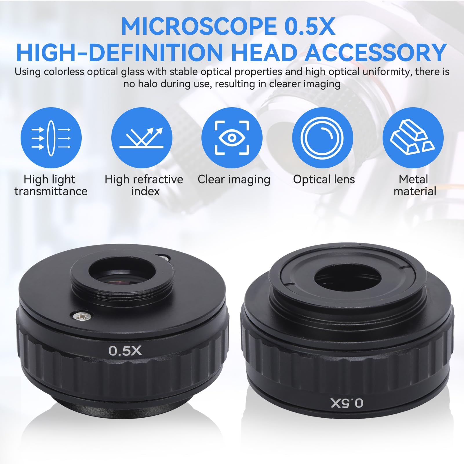 Adaptador de microscopio 0.5X, adaptador de lente de cámara, adaptador de microscopio de 38 mm, adaptador de montaje en C, accesorio de microscopio industrial para enfoque de cámara digital