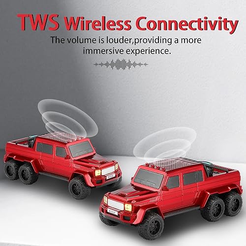 Miniatura 4 de Colección de altavoces Bluetooth modelo de automóvil - Altavoces inalámbricos portátiles con sonido HD, luces LED de fiesta, radio FM, estéreo TWS,