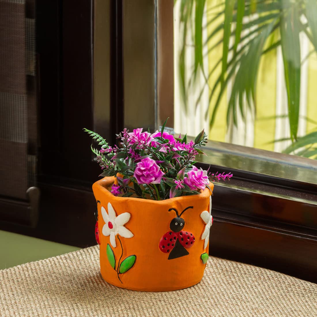 ExclusiveLane Beed & Buds Terracotta Flower Pots for Home Decoration Indoor Plants (5 Inch, Orange) | Handpainted Table Planters for Living Room Pots and Planters Garden Decoration Items (B09MQLX6QW) Amazon Price History, Amazon Price Tracker
