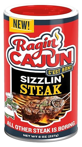 Ragin' Cajun Sizzlin' - Condimento cajún para carne, 8 onzas (paquete de 6)