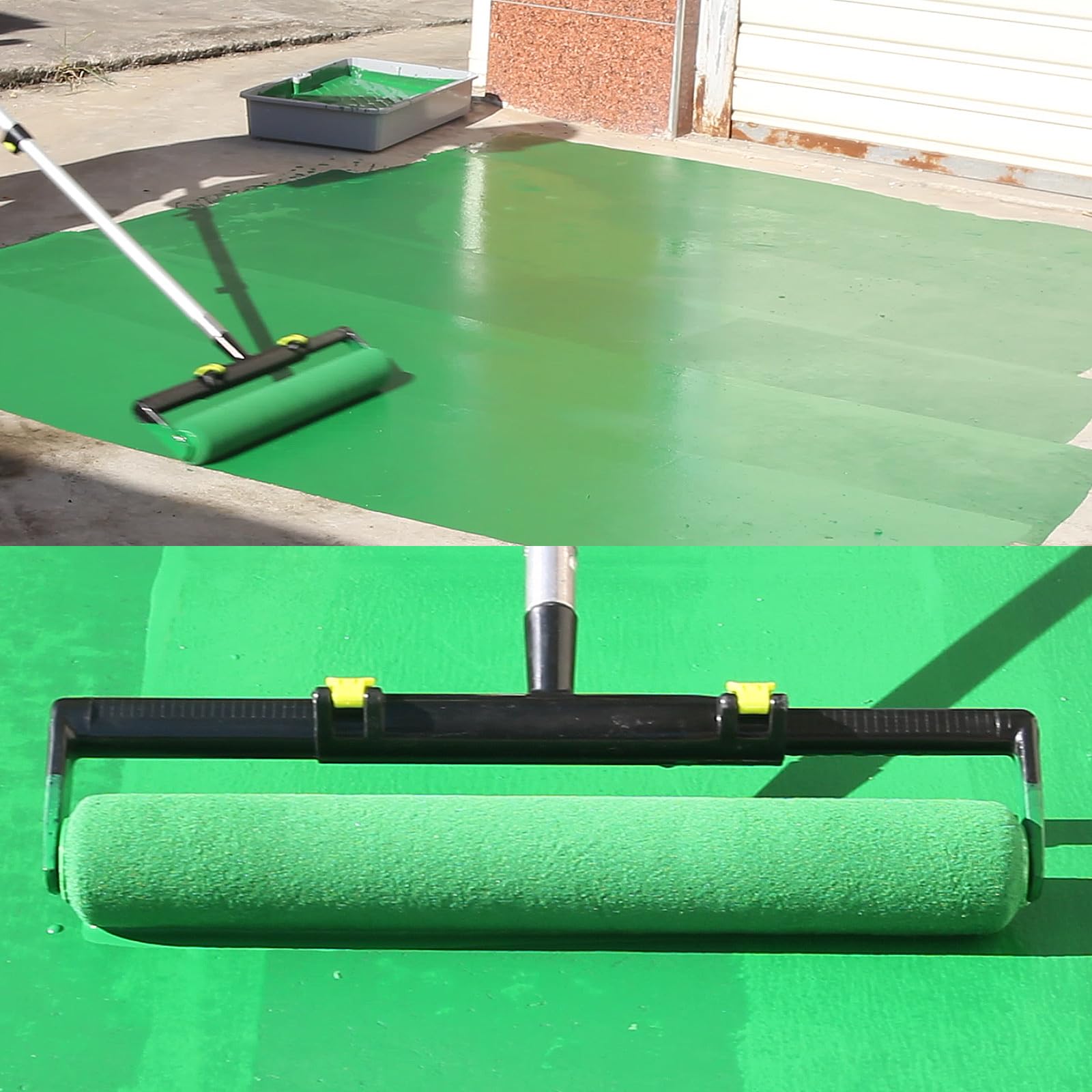 Farbroller-Set mit Verlängerungsstange, verstellbarer Rollrahmen, 45,7 cm, 15 Stück | 6 Stück 45,7 cm Mikrofaser-Farbrollerabdeckungen, 61 cm Farbwanne mit Linern, professionelles Malzubehör für Wände und Decke