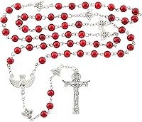 Vista 2 de Needzo Rosario de confirmación, regalo de joyería católica para niñas, 20 pulgadas, Piedra, No es una piedra preciosa