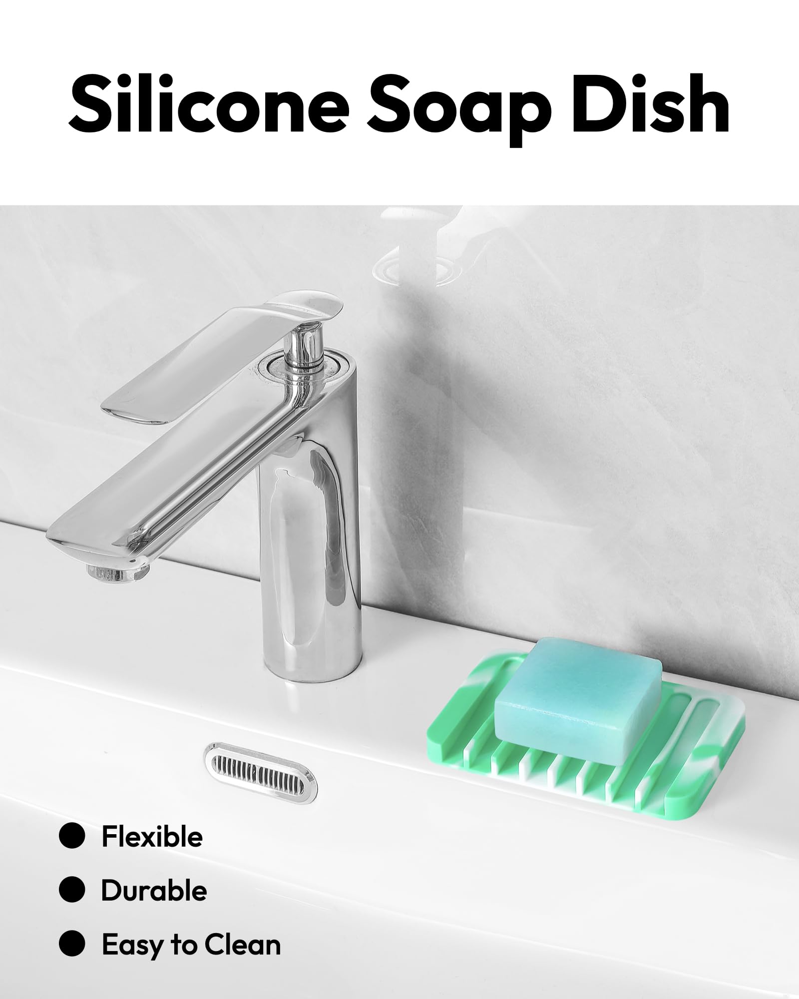 Porte-savon auto-drainant en forme de feuille, lot de 2, bleu et gris, avec ventouse, idéal pour la douche, la salle de bain et l'évier de cuisine | Leroy Merlin