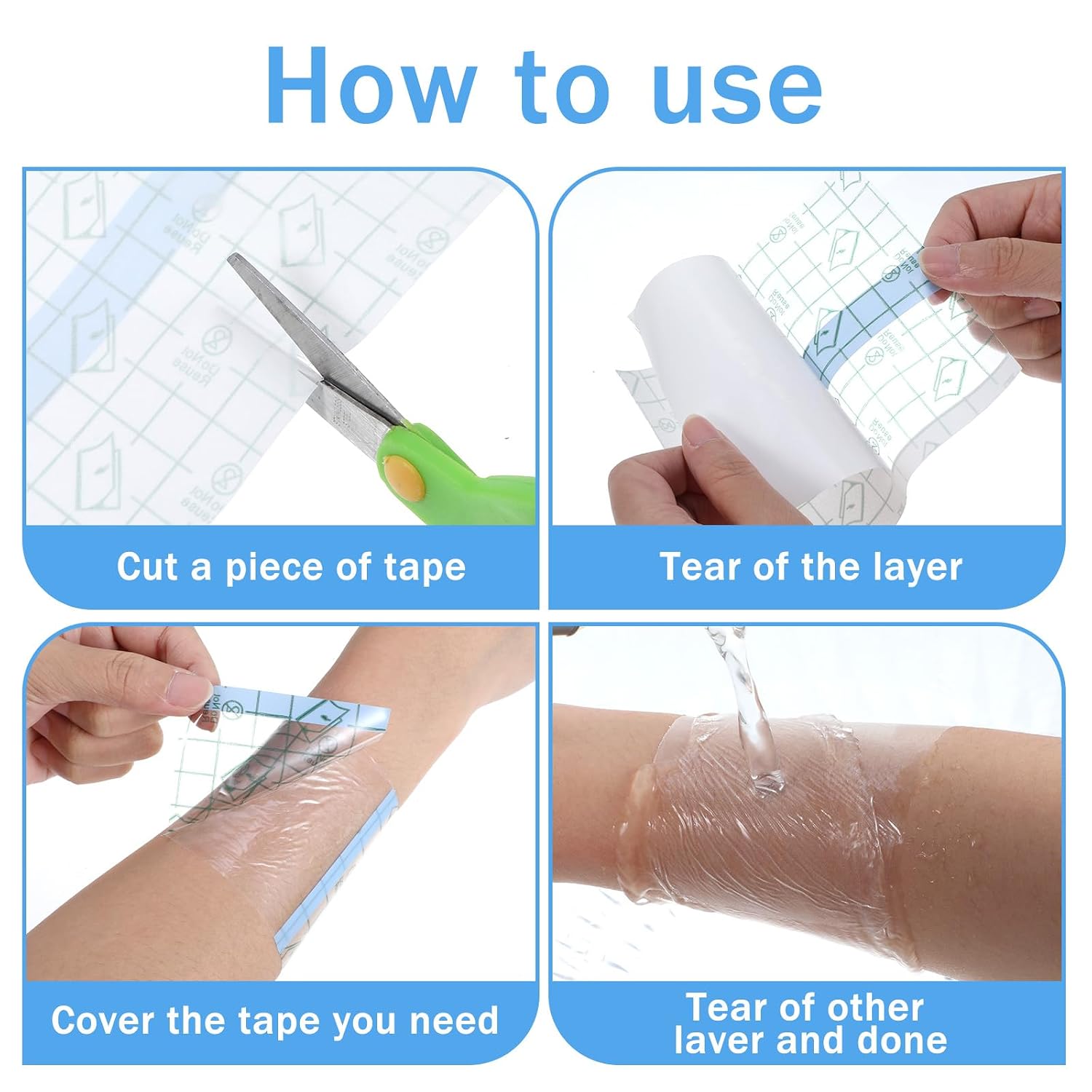 24 Rolls Tattoo Aftercare Bandage Waterproof Tattoo Film Second Skin Cover Clear Adhesive Cover Up Tape Healing Wrap Tattoos Supplies for Swimming Shower Wound Initial