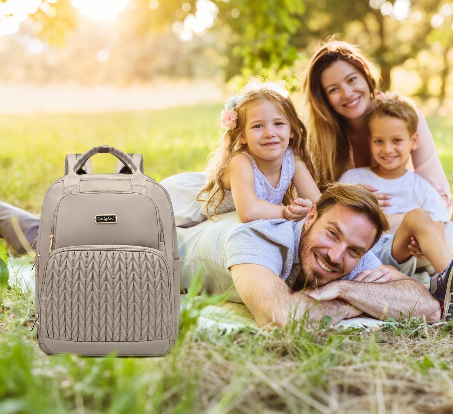 Qualyphant Sac à dos à langer extensible extra large de 35 l pour 2 enfants jumeaux, sacs à dos à langer matelassés