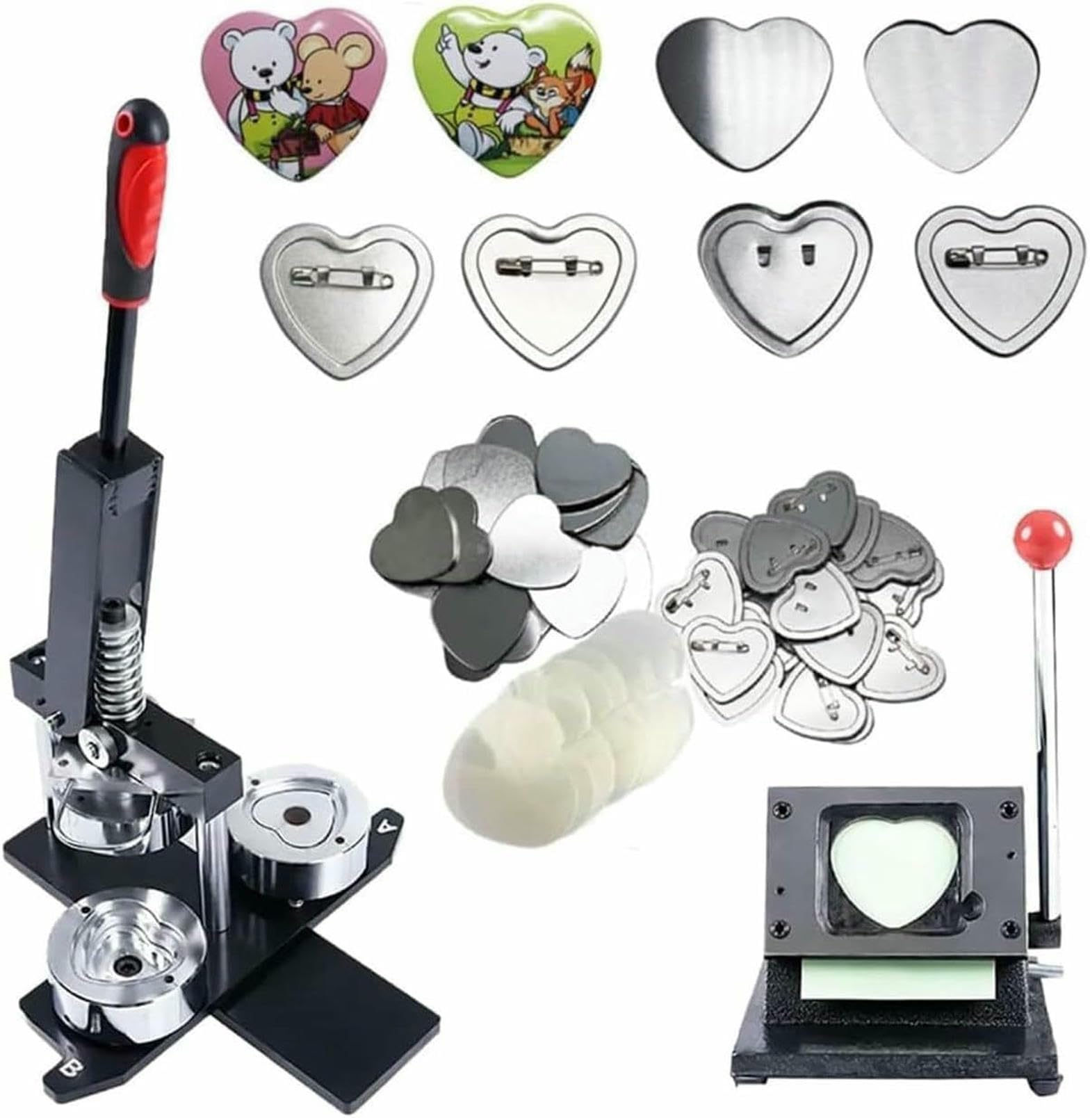 JKJZSALJ Badge Maker Machine,Button Maker Machine,Diy Pin Maker Kit With Graphic Punch Die Cutter And 100Pcs Components,Fridge Photo Magnet Machine For Badge Making