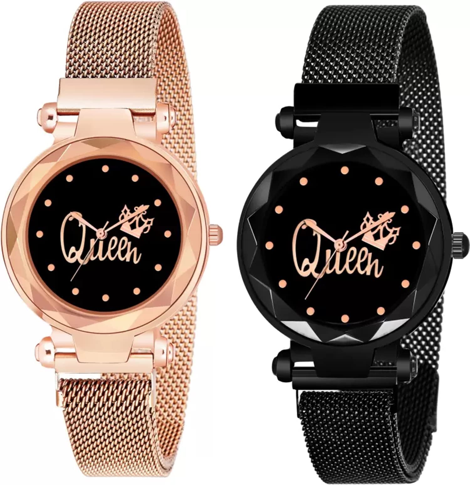 OM DESIGNER Dial Black Luxury Mesh Magnet Watches for girl Lady Analog Watch Combo Pack of 2 Queen Dial Watches for girls Analog Watch for women Analog Watch - for Women (B0BCQY3MBD) Amazon Price History, Amazon Price Tracker
