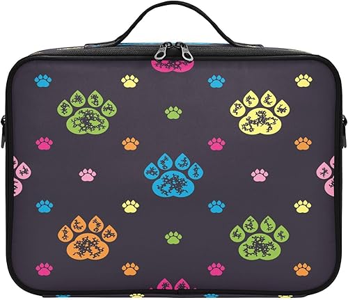 Coloridas huellas de perro huellas de cosméticos conjuntos de bolsas de viaje para artículos de aseo personal, bolsa de maquillaje, capacidad