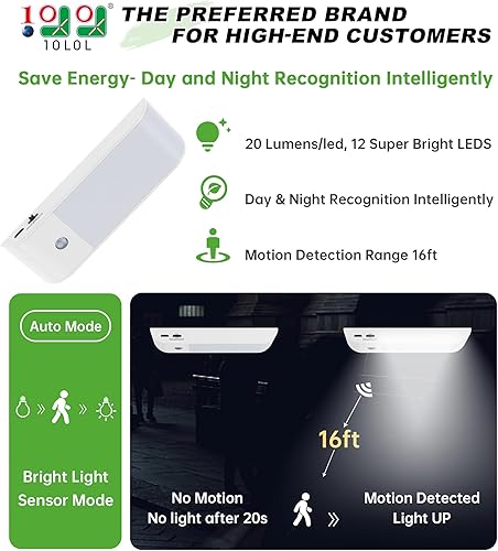 Miniatura 2 de 10L0L Luz de techo universal para carrito de golf, luz LED USB recargable con sensor de movimiento inalámbrico