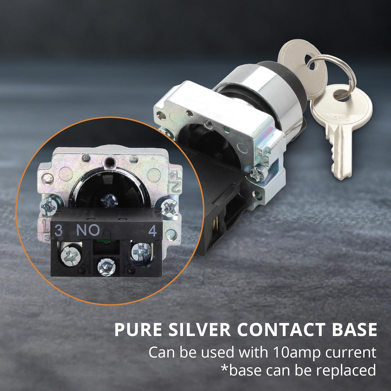 2 Position Maintained Selector Rotary Key Switch - Self-Lock Switch, 22mm Mounting Hole Size, 1NO Control Function, 415V Voltage and 10A Contact Current - XB2-BG21 Model (4 Pack)