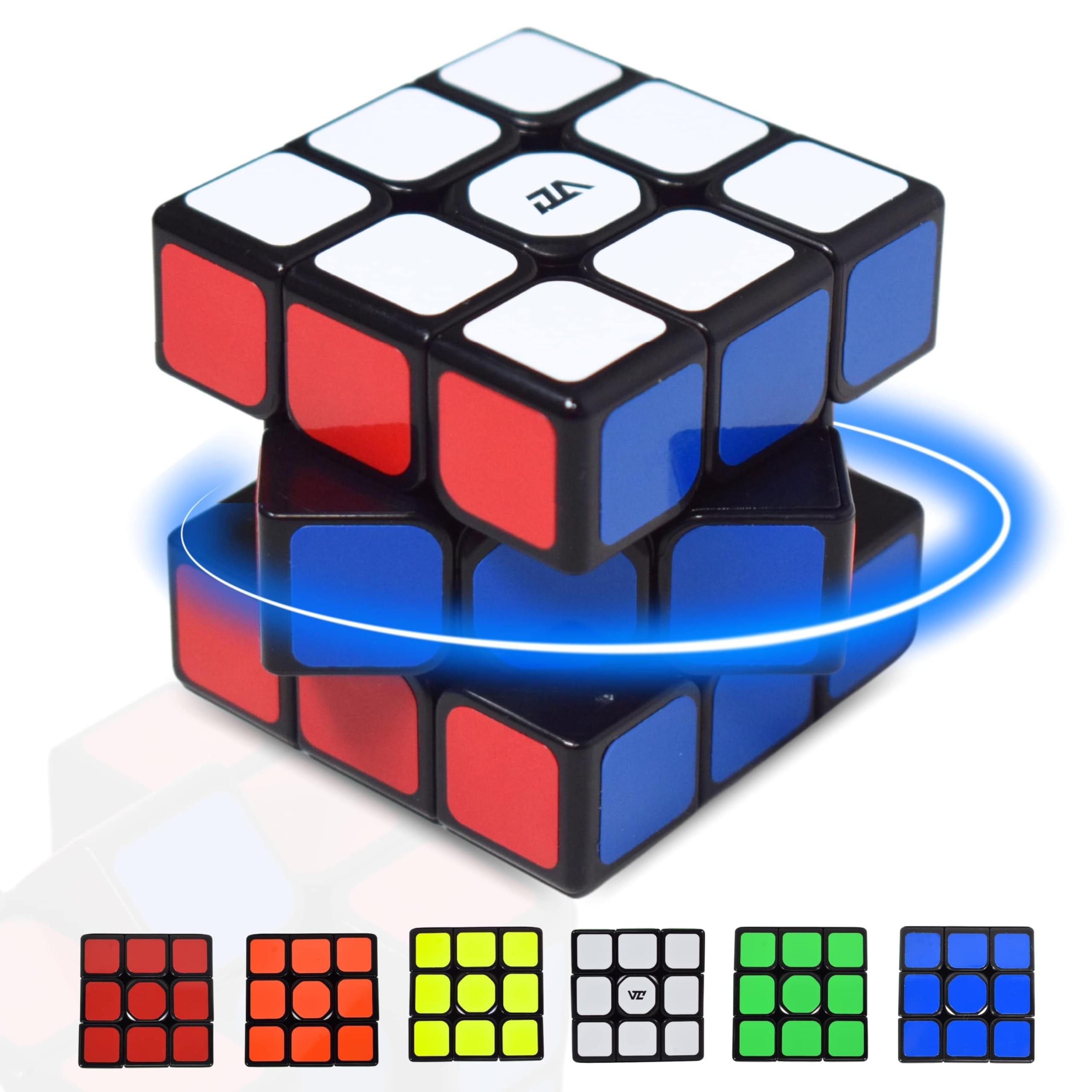 Cubo magico 3x3 velocità, puzzle ad alta resistenza, velocità cubo, puzzle educativo per bambini e adulti, tensione regolabile, adesivi in fibra di carbonio, 5,5 cm