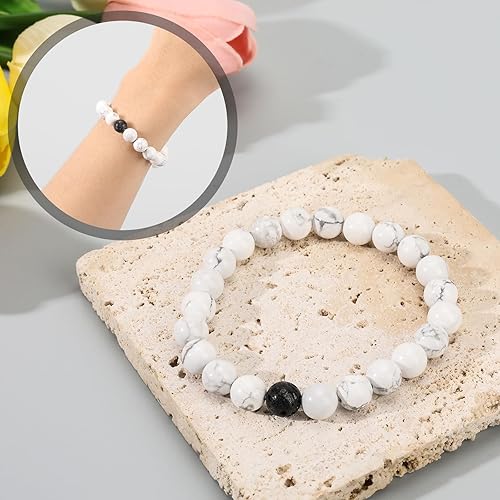 Miniatura 3 de XYZBSTAR 2Pcs Beaded Stretch Bracelets 8mm Round Gemstone Healing Crystal Stone Bracelet Gift for Women Man Couple Reiki Jewelry