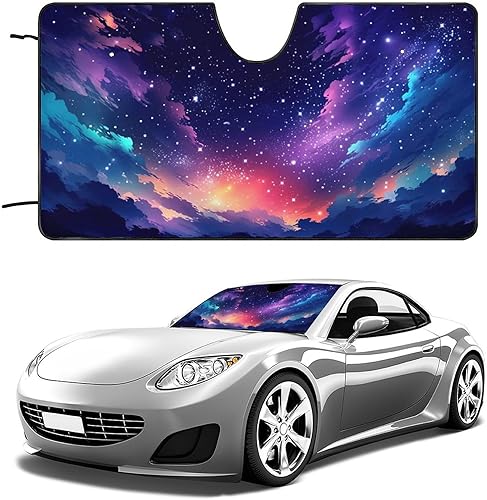Parasol para parabrisas de automóvil, diseño de cielo estrellado para ventana delantera de automóvil, ajuste universal, protector de parasol de