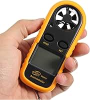 Anemômetro digital Medidor portátil de velocidade do vento Medidor de velocidade do vento Mede com precisão a velocidade da temperatura do vento Medidor de tempo digital LCD