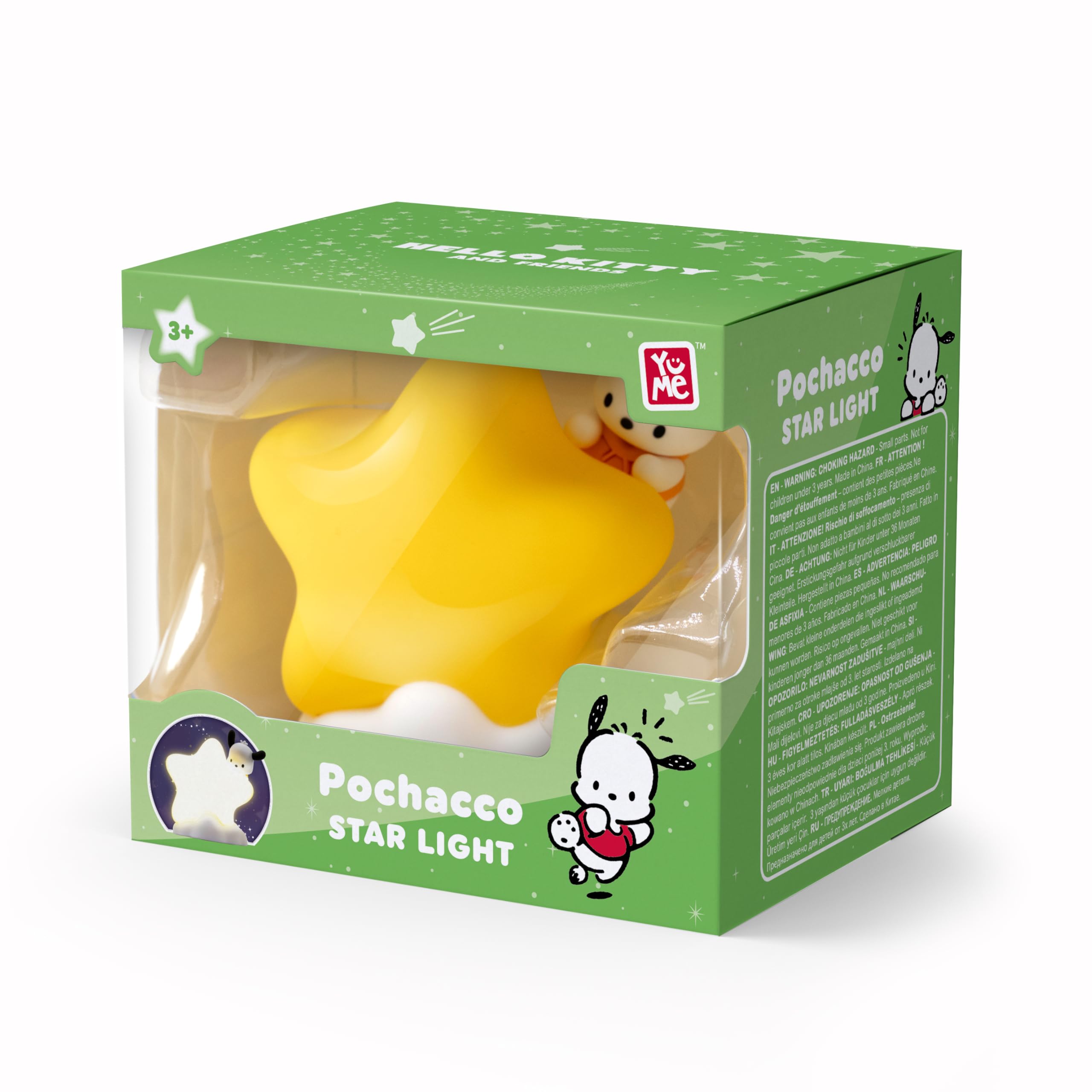 YuMe BANDAI Hello Kitty & Friends Star Light - Pochacco Touch Night Lamp for Kids Age 3+, Pochacoo, 9 cm - Image 3