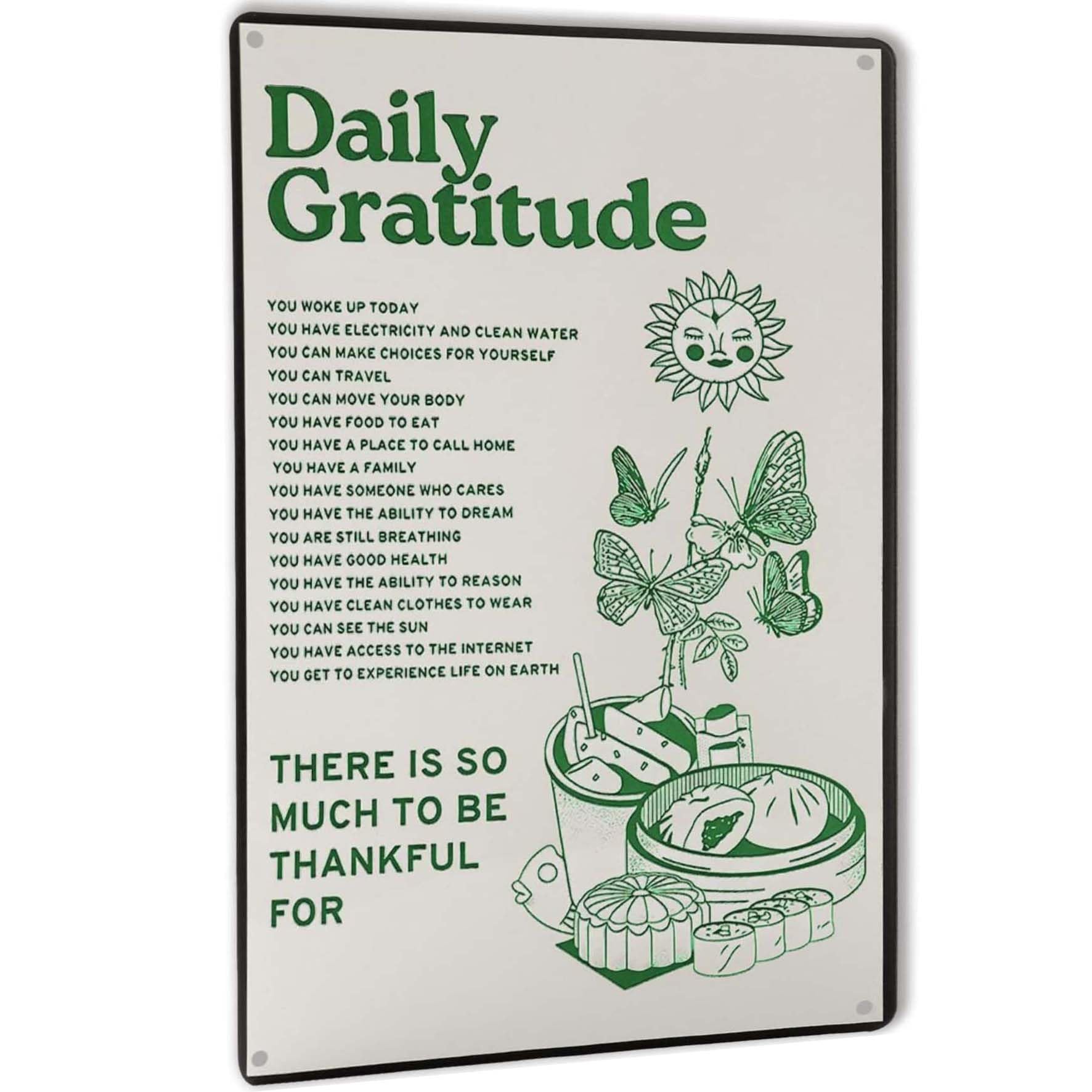 peiyeety Vintage Metal Tin Sign Funny Sarcastic Party Wall Art Decor Signs Room Decor Metal Tin Sign - Aesthetic Daily Gratitude Inspirational Wall Decor for Green Boho Home and Office, 8X12 Inch