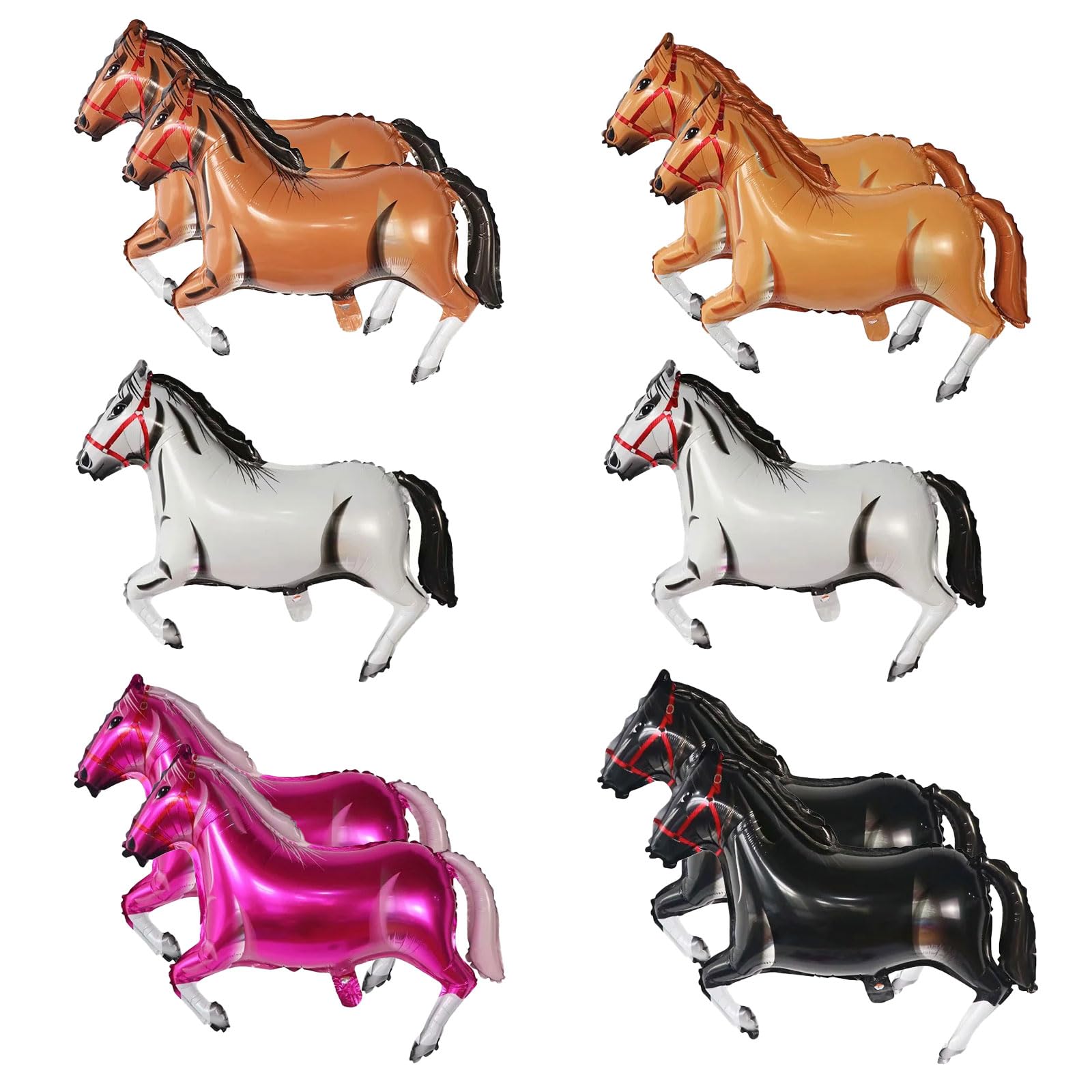 EUPSIIU 10 PCS Animal Balloons - Large Horse-Shaped Cowboy Foil Balloons for Kids' Cowboy Horse Animal Themed Party Decorations