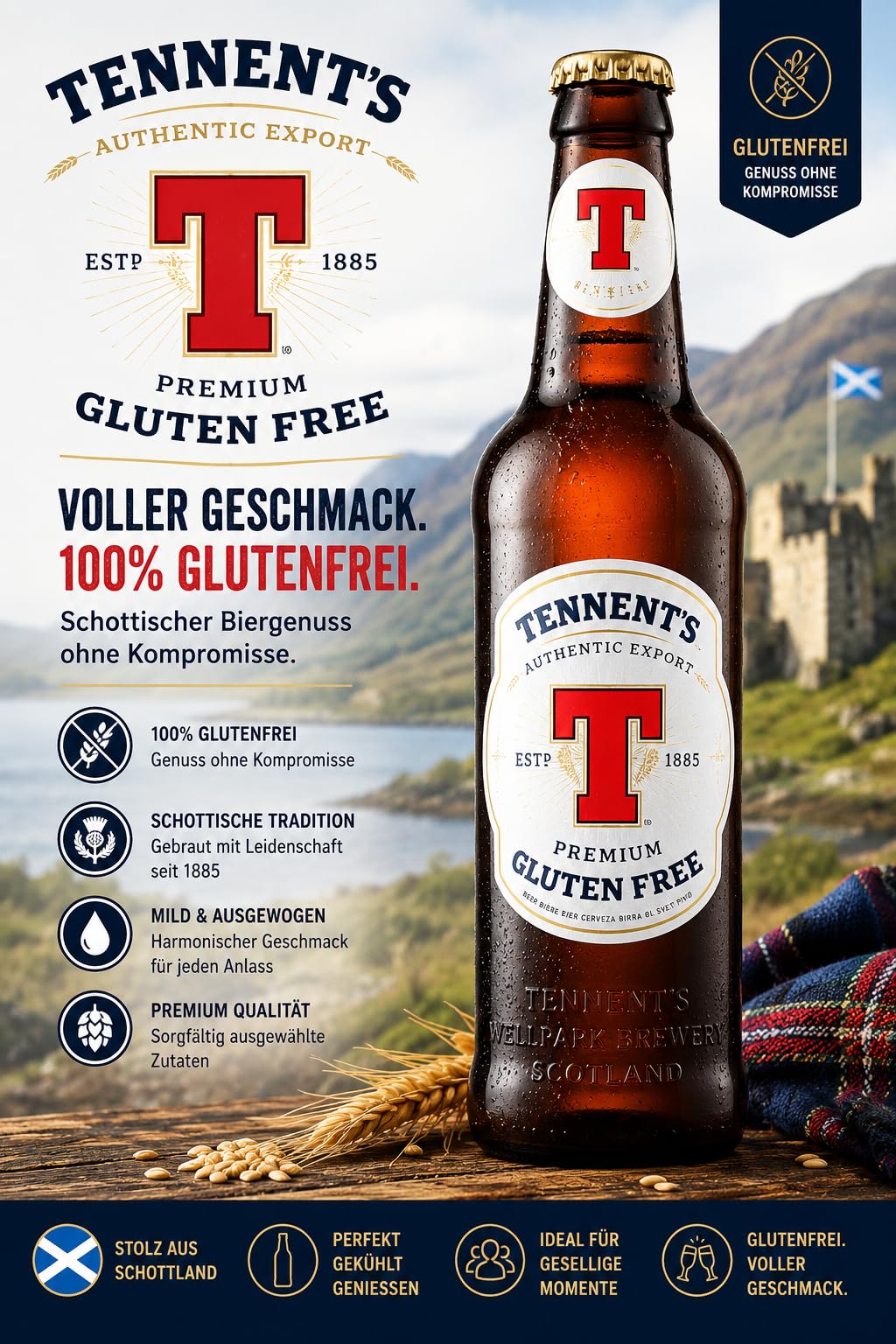 Glutenfreies Bier Set 6x0,33l – Peroni, Tennent's & Daura Damm | Ein Bierset zum kennenlerne ohne Gluten