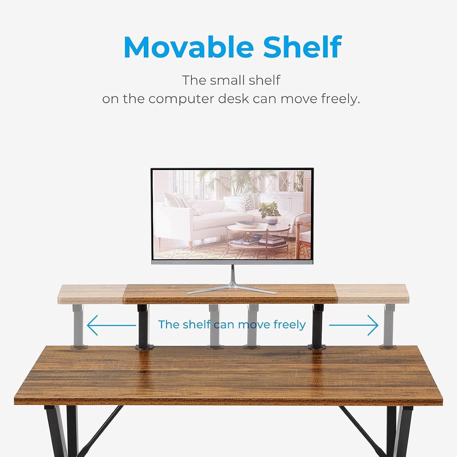 GreenForest Small Computer Desk 32 inch, Writing Gaming Desk with Moveable Shelf for Home Office Workstation, Walnut