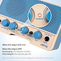 Vista 8 de JOYO Combo Amplificador de Guitarra Bluetooth 5W Recargable Mini Práctica con Auriculares, Amplificador de Guitarra con Canales Limpio y Overdrive