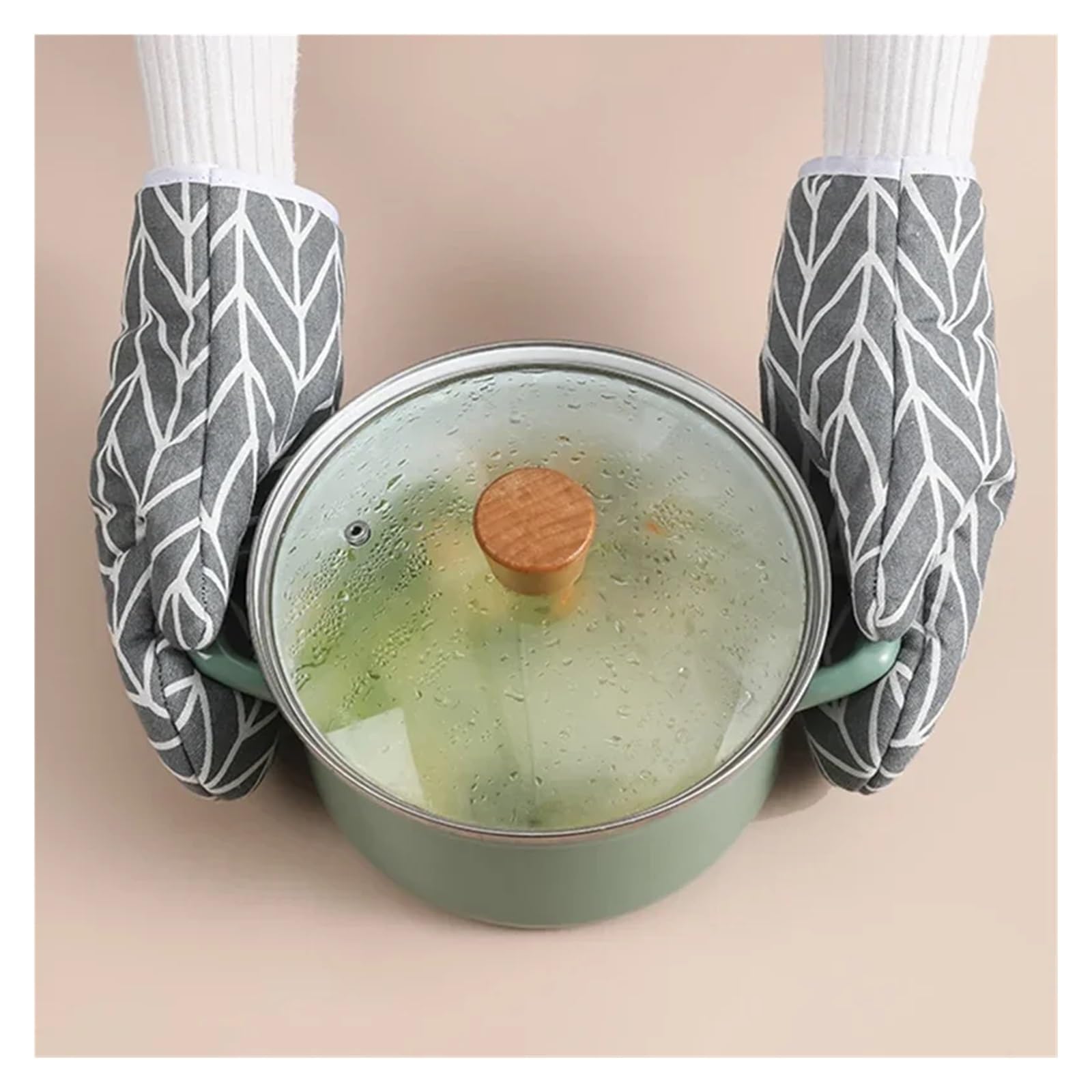 MRKU Gants de Cuisine isolants pour Four (Lot de 2), résistants à la Chaleur et compatibles Micro-Ondes, avec Grille épaisse.