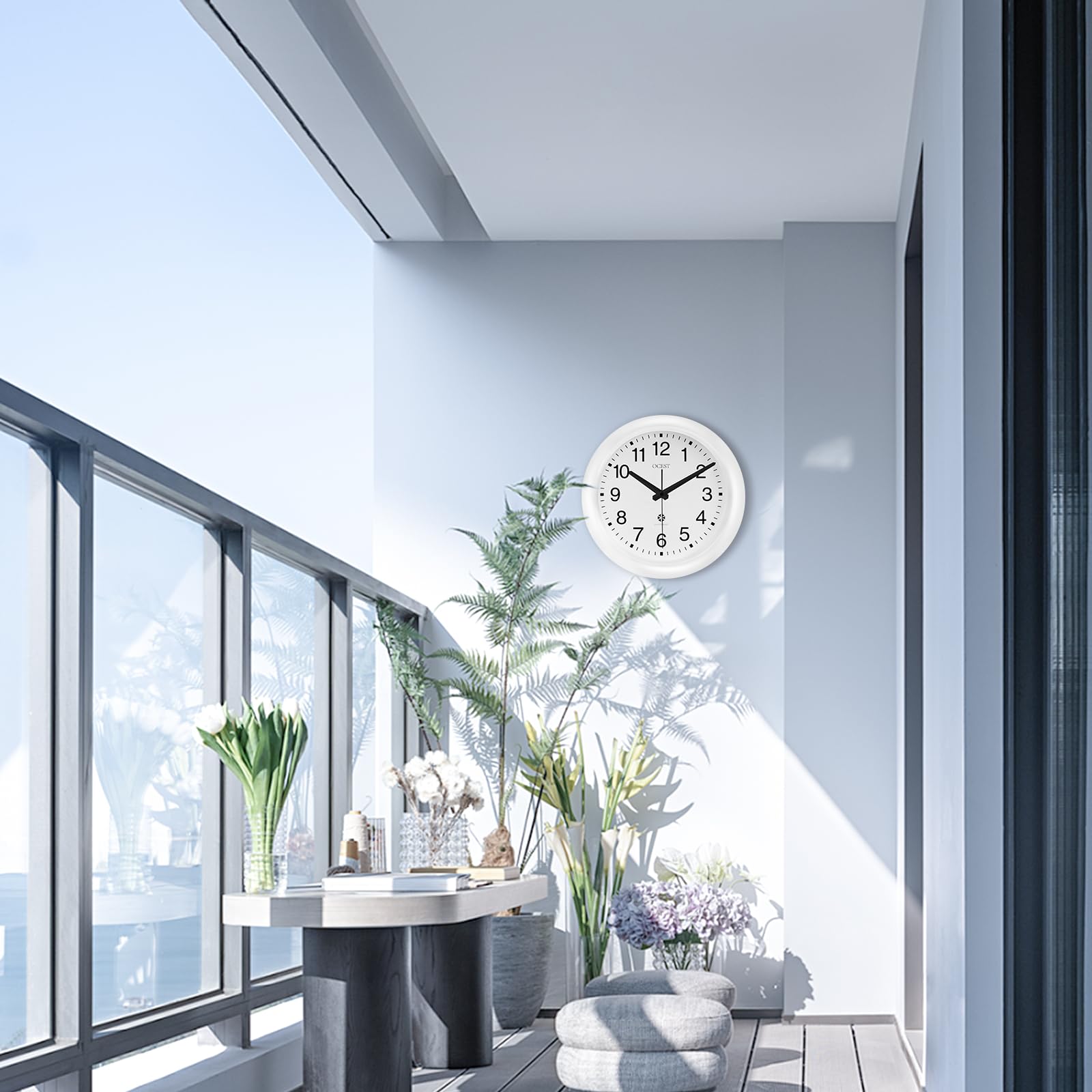OCEST Tuinklokken van 16 inch voor buiten, waterdicht, grote thermometer, hygrometer, retro ontwerp, niet-tikkend, batterij-aangedreven decor voor huisdecoratie, terras (groen