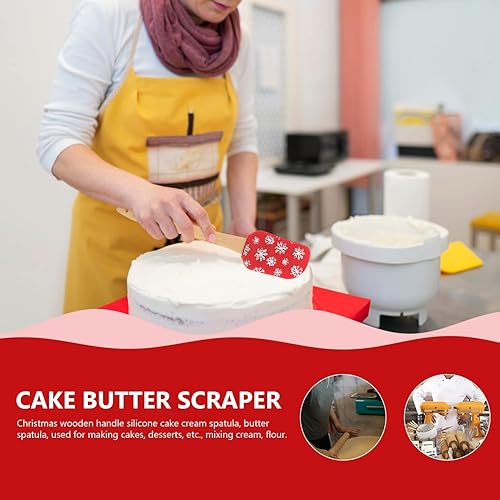 Miniatura 9 de Juego de espátulas navideñas, juego de 4 espátulas de silicona de Navidad con mango de madera para hornear cocinar y Navidad (color surtido)