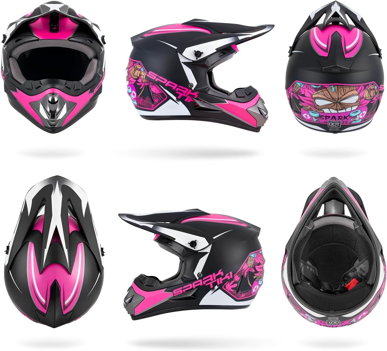 Youth Motocross Helmet Dirt Bike Helmet,ATV Motorcycle Helmet,Outdoor Dirt Bike Helmets,DOT Approved,Off-Road Helmets with Gloves Goggles Face Shield 4-Piece Set