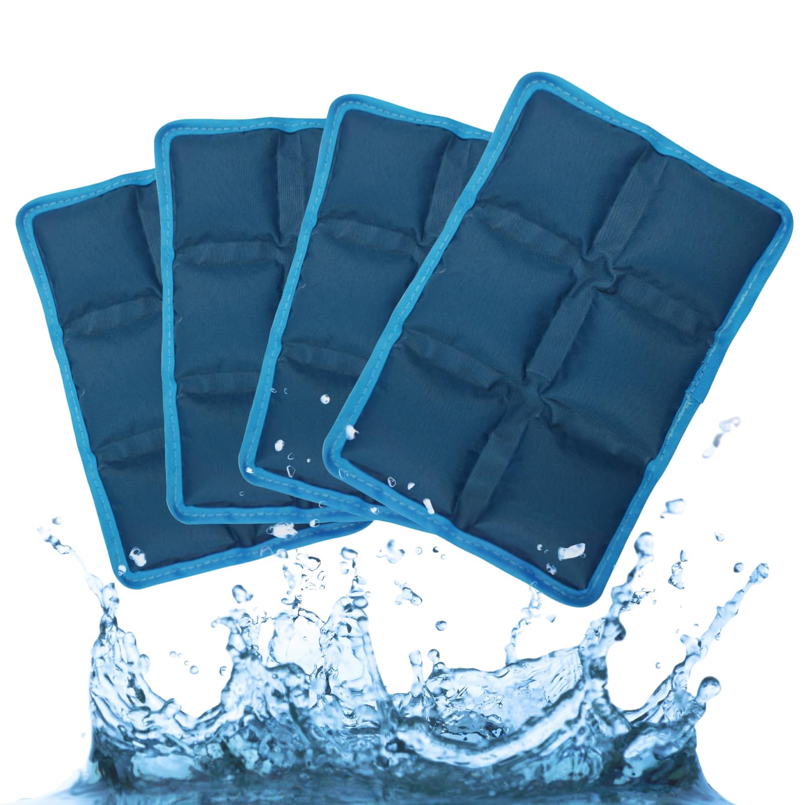 Small Ice Packs for Lunch Boxes, 4PCS Slim & Flexible Cold Packs (6” x 4” x 0.7”), Long Lasting Reusable Soft Gel Freezer Packs for Lunch Bags, Coolers, School Kids, Travel and Camping