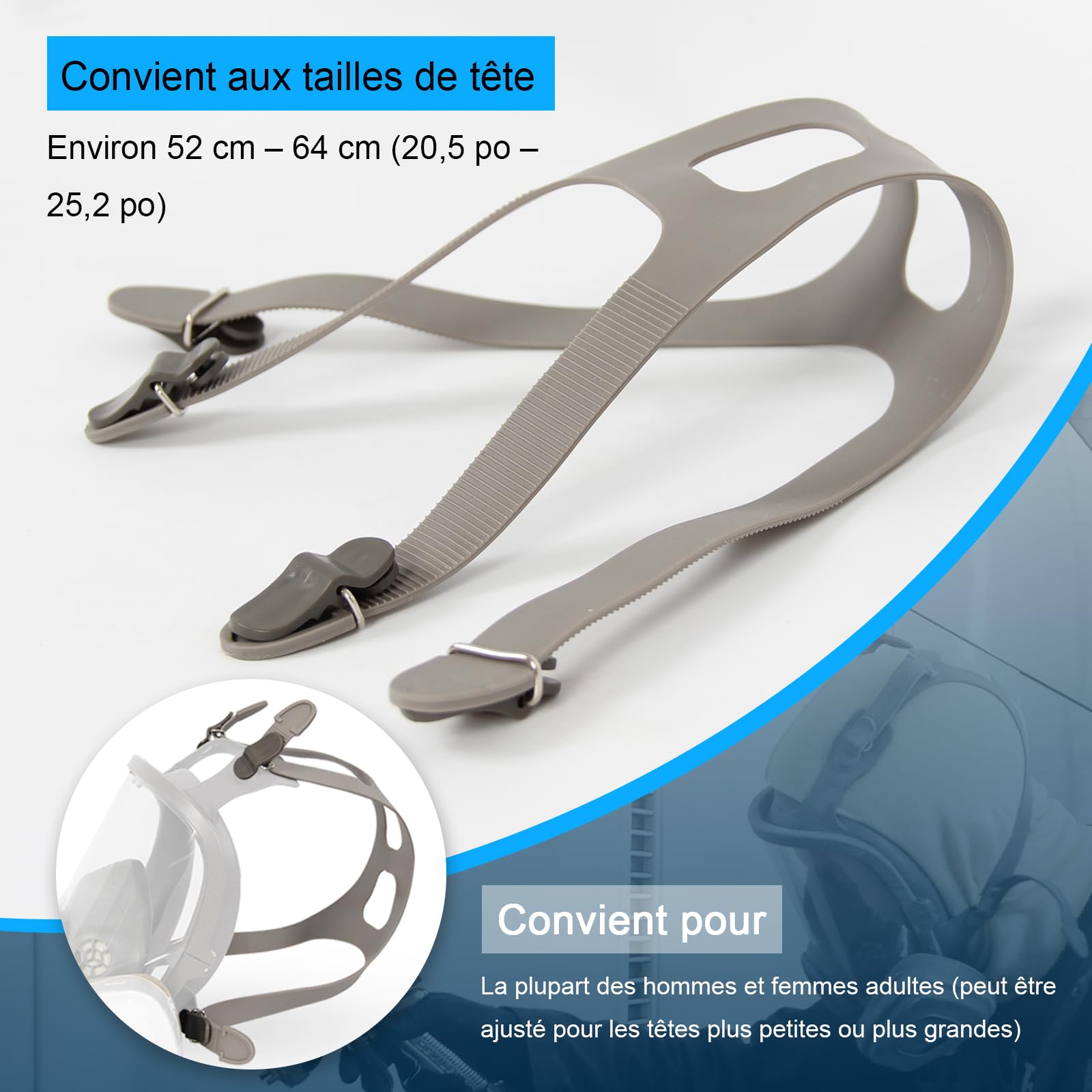 Harnais de Tête Compatible avec la Série 3M 6000 6700, 6800, 6900, Trudsafe 6900, Harnais de Rechange pour Masque Respiratoire Intégral