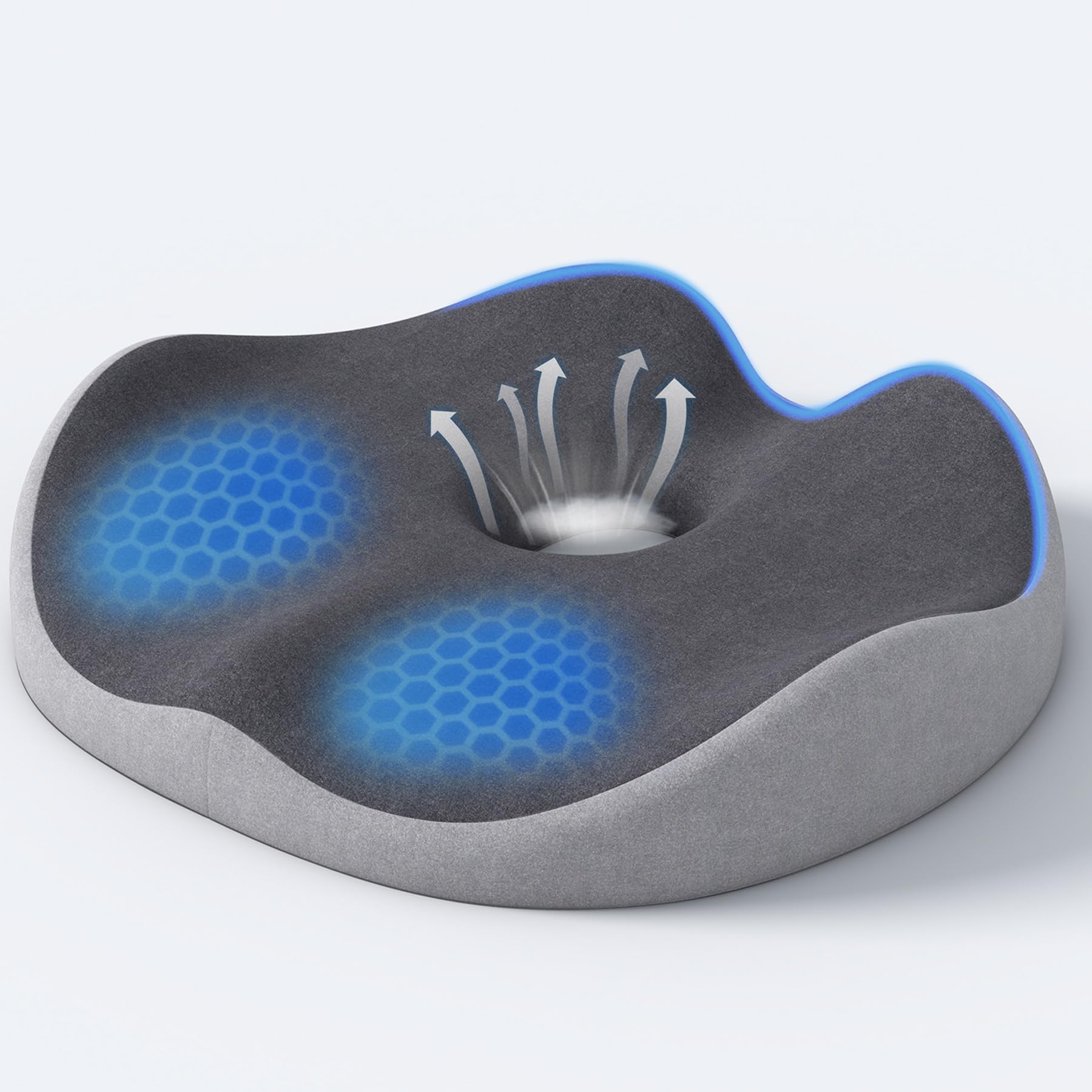 Auoketuo Memory Foam Donut Seat Cushion – Orthopedic Pillow for Hemorrhoid & Tailbone Pain Relief, Sciatica, Pregnancy, Postpartum, Bedsores & Post-Surgery Recovery (Grey)