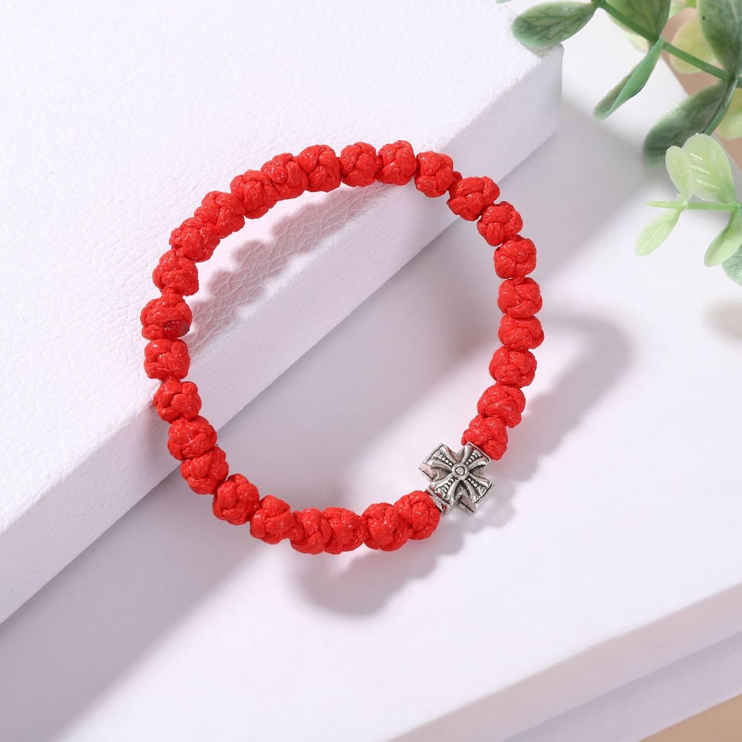 Handwoven Cross rosary Bracelets Rosary For Women Metal Rosary Cross Bracelets Prayer Bracelet Religious Bracelet Red - Image 2